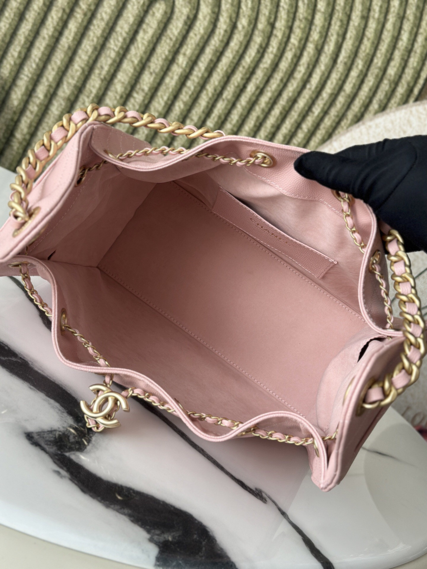 Ch*el 25 small bucket hobo handbag as5293 30x26x14cm