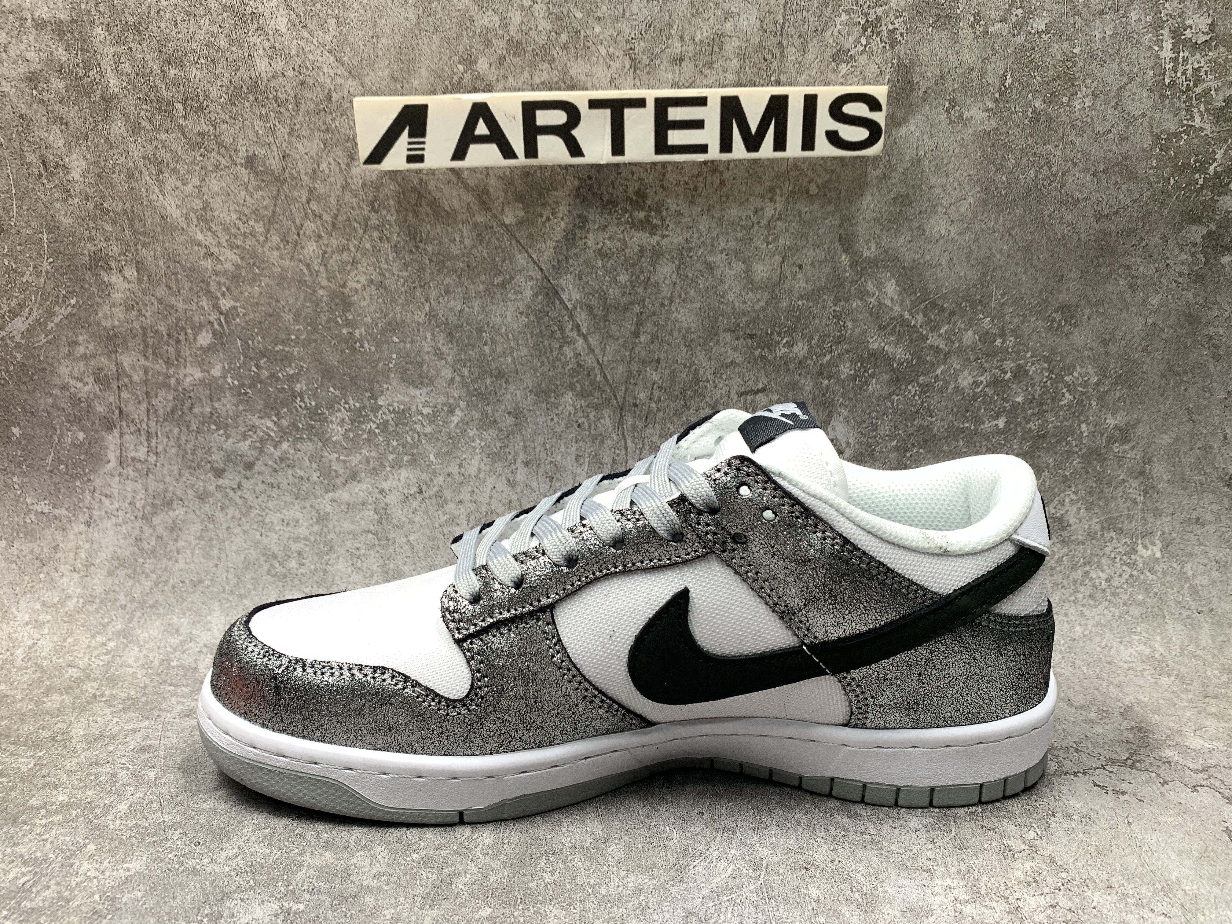 Nike Dunk Low Features Silver Cracked Leather