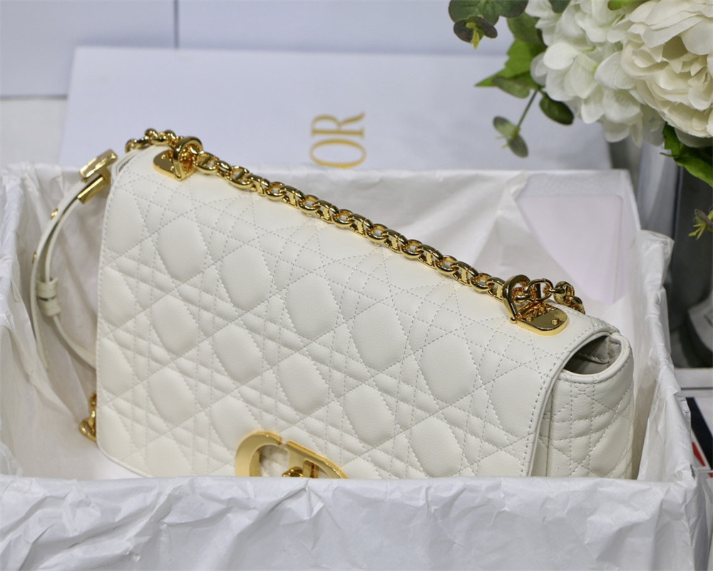 large d*or caro bag ivory S*pple cannage calfskin 29 x 18 x 10 cm