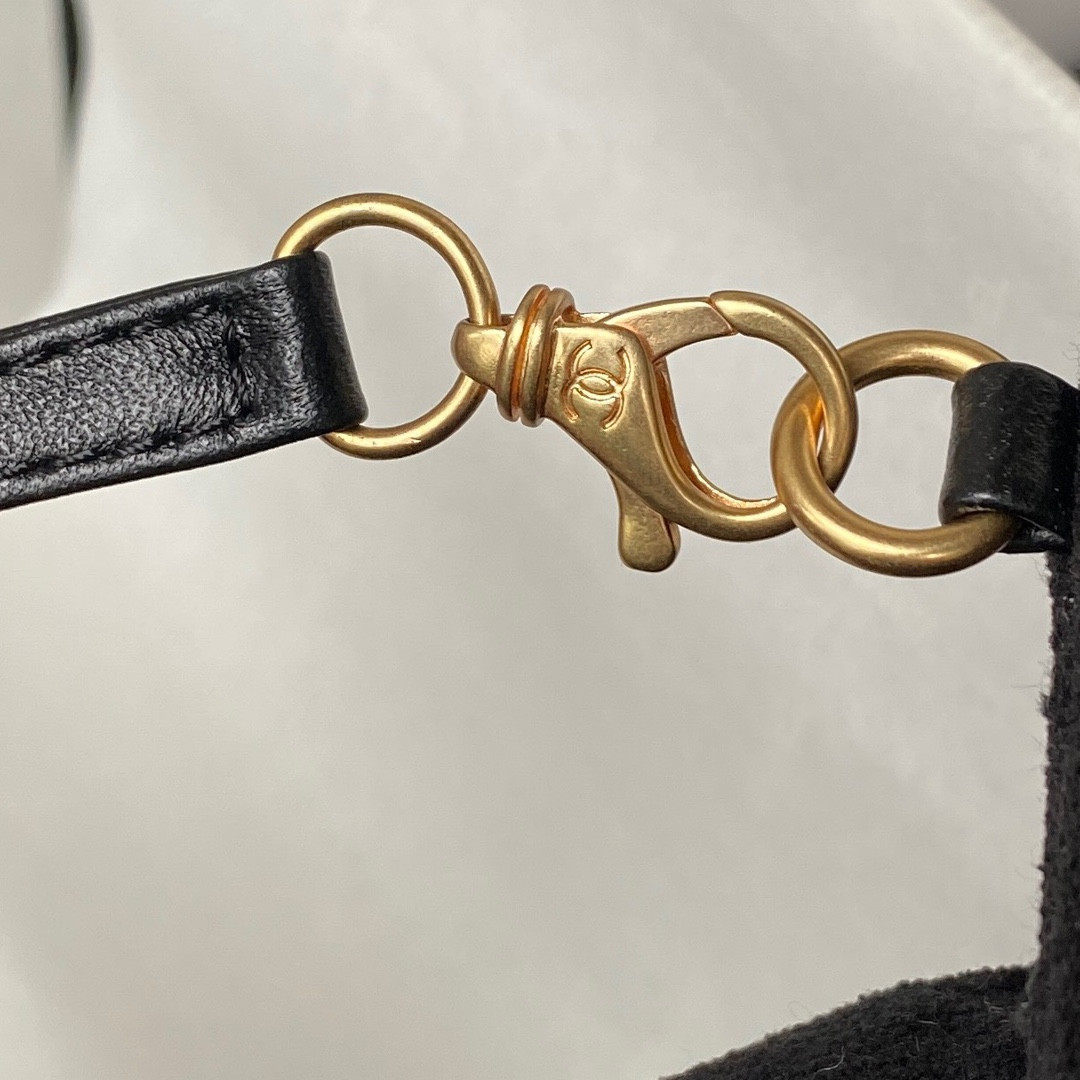 Ch*el 22 handbag velvet black 15.2×16.4×3.1 in