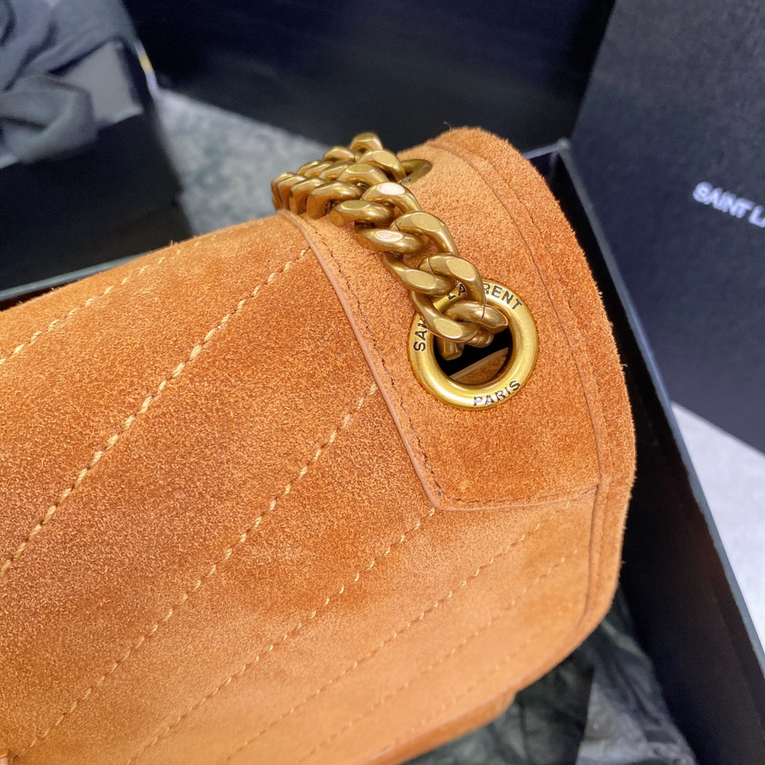 Y*L niki medium in suede orange 11 x 7.8 x 3.3 inches