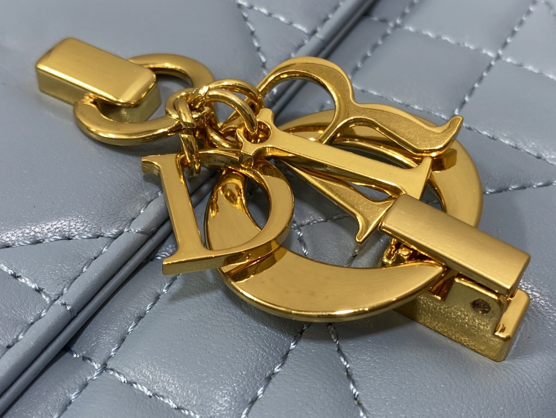 D*or mini D*or ange bag blue macrocannage calfskin 20 x 12 x 5 cm