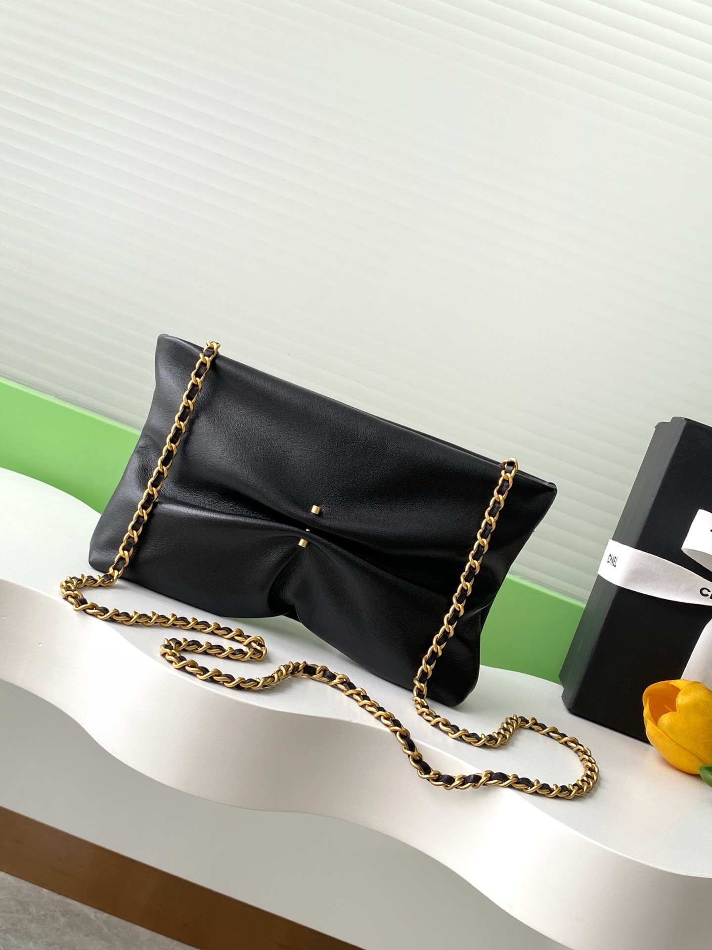 Ch*el clutch with chain 14x24x5cm